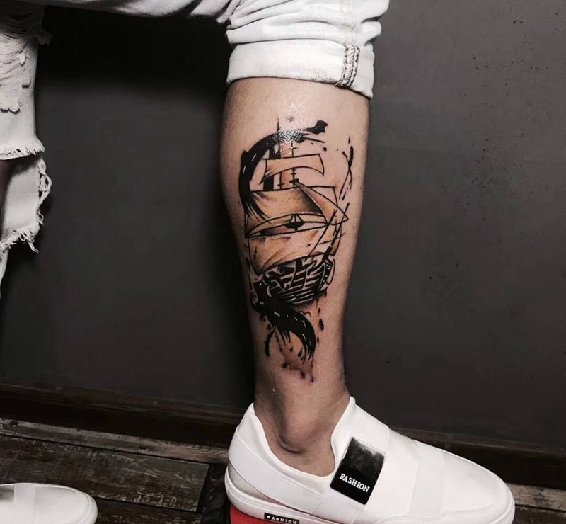 帆船纹身图片