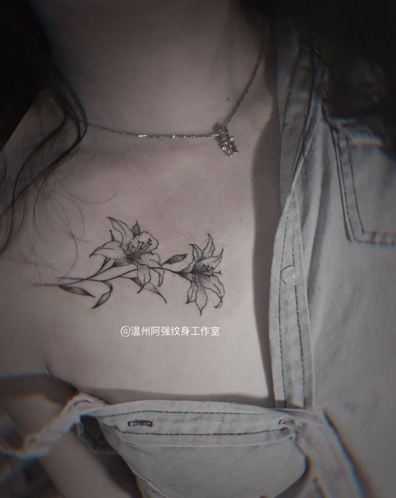 百合花纹身图片