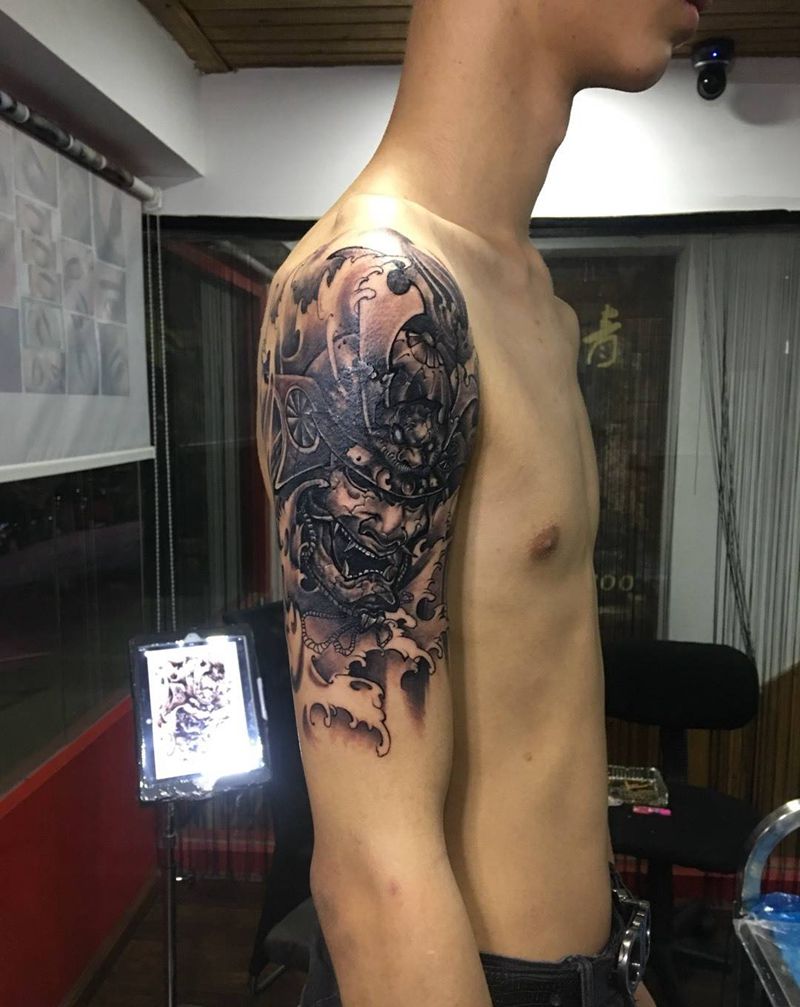 鬼武士纹身图片
