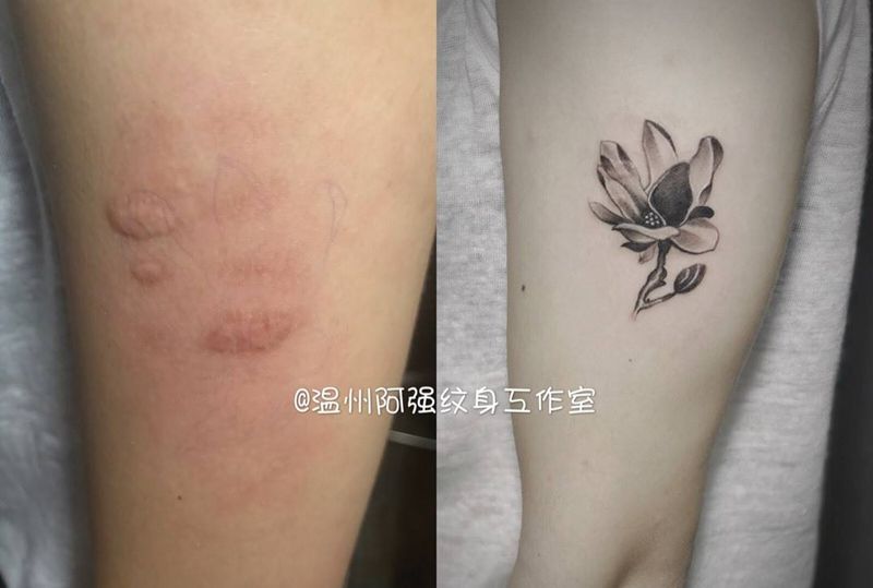 玉兰花纹身图片