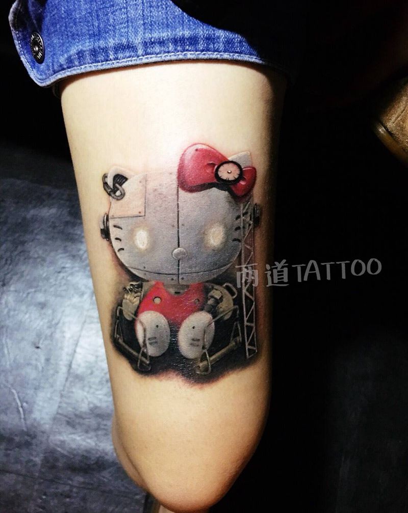 机械hello kitty纹身图片