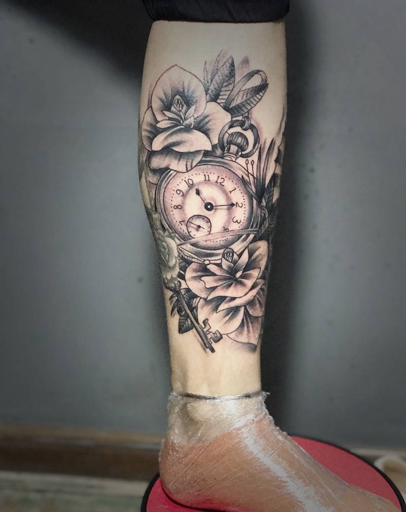 玫瑰，灯塔纹身图片