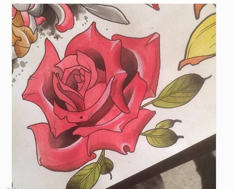 玫瑰花纹身图片