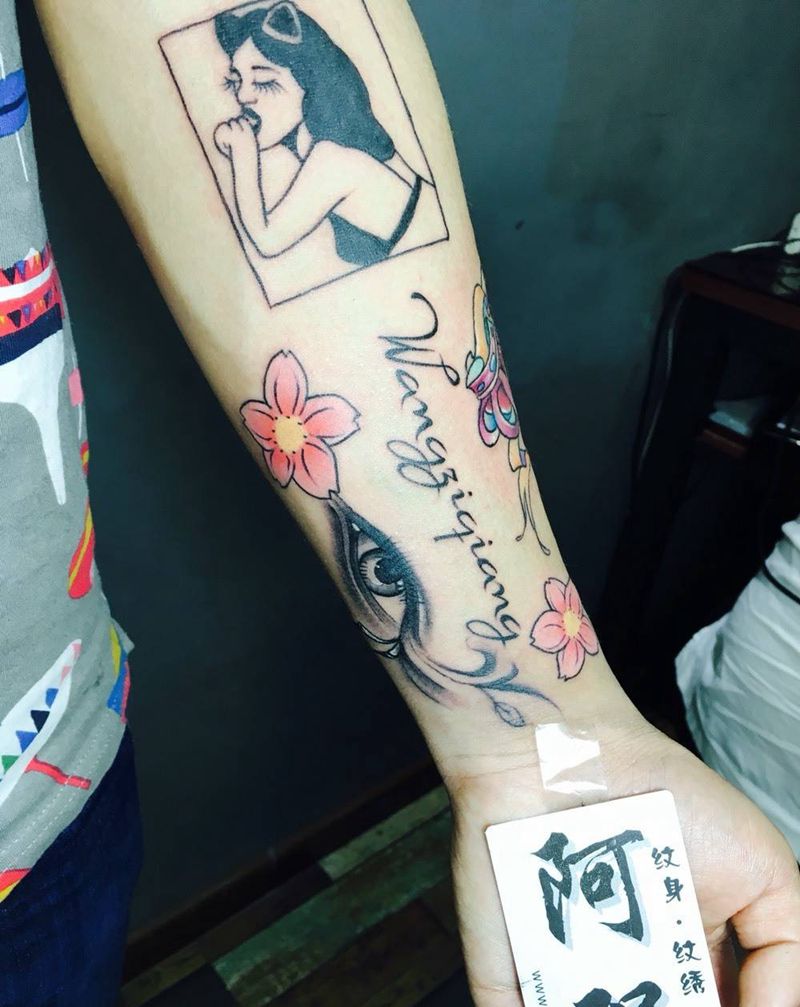 拼接小臂纹身图片