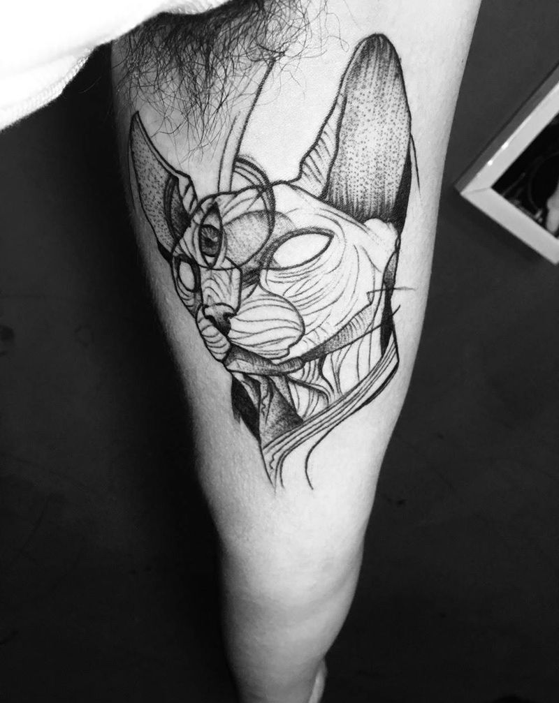 几何狗纹身图片