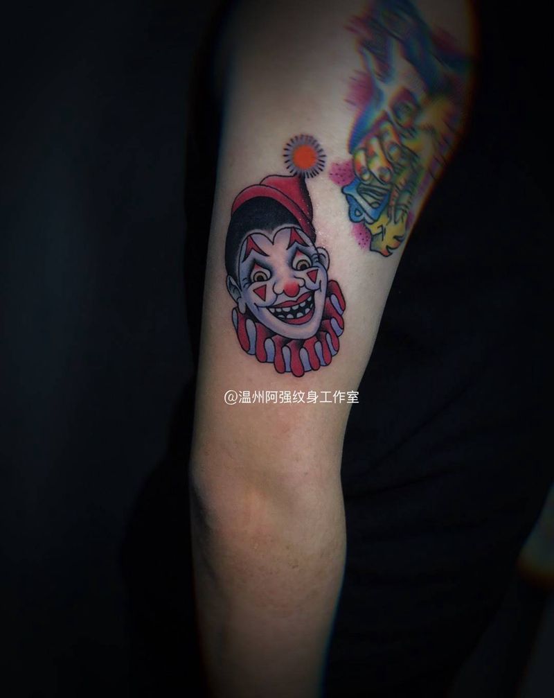 小丑，豹子纹身图片