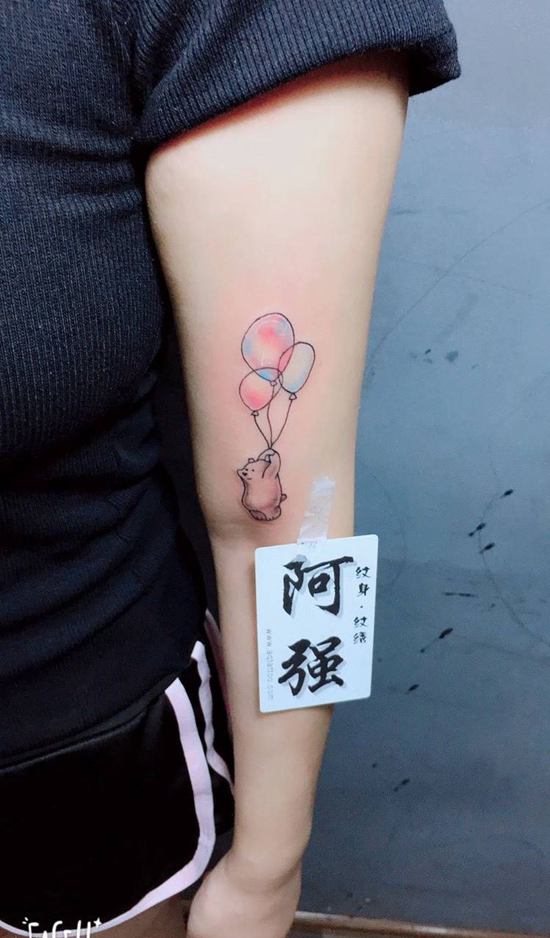 气球纹身图片_成品手臂清新几何纹身图案