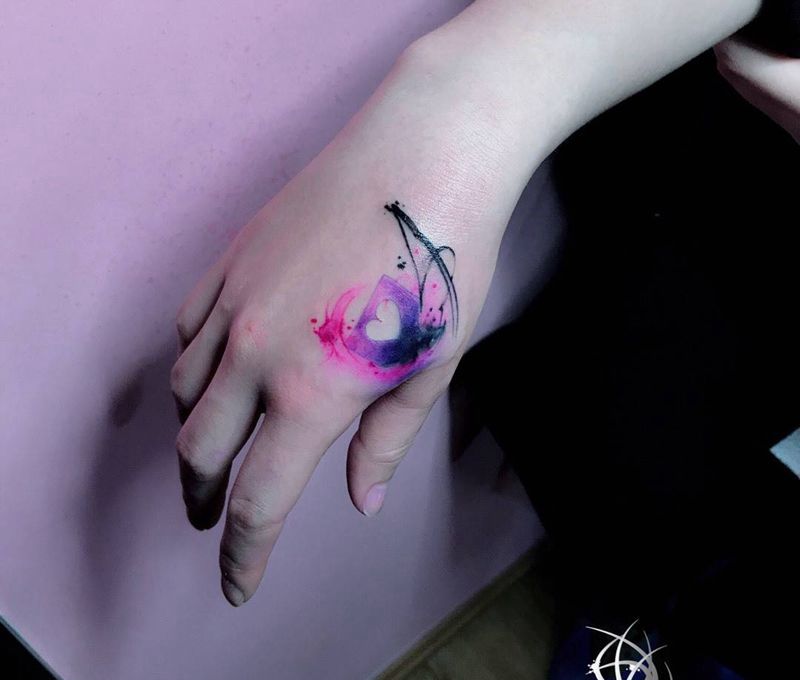 水彩纹身图片_手部纹身图案