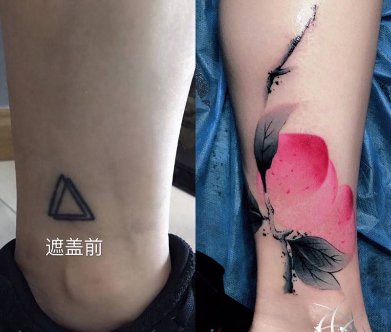 桃子纹身图片_腿部纹身图案