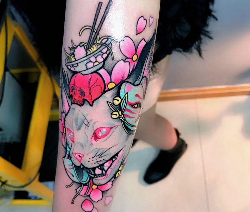 彩色纹身图片_成品手部传统纹身图案