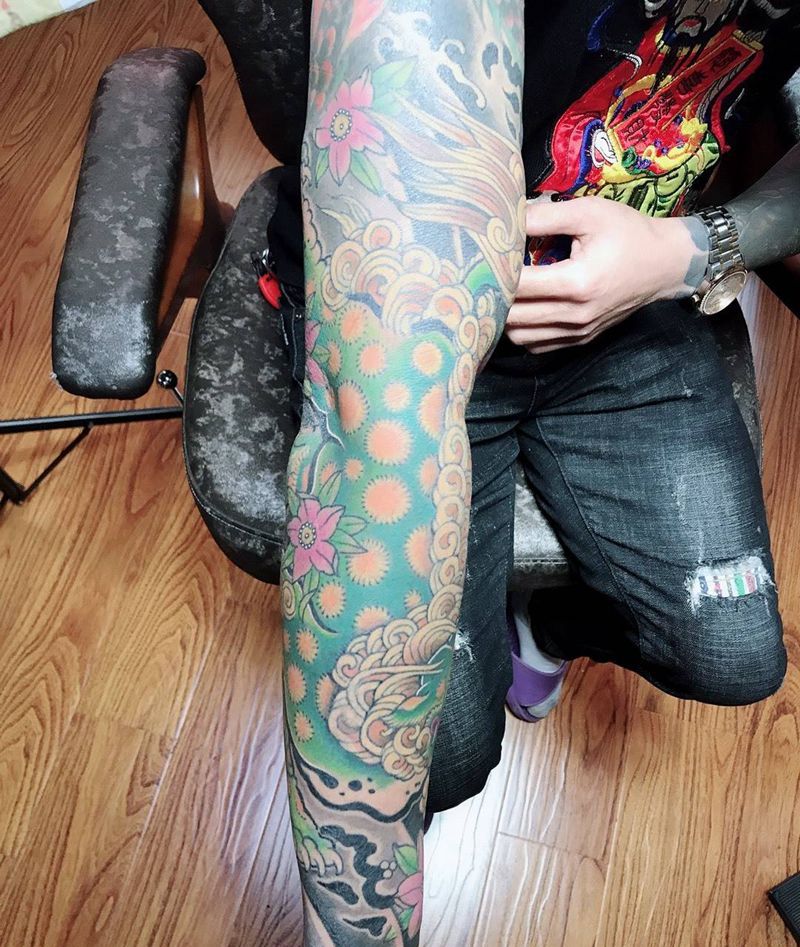 日式唐狮子纹身图片