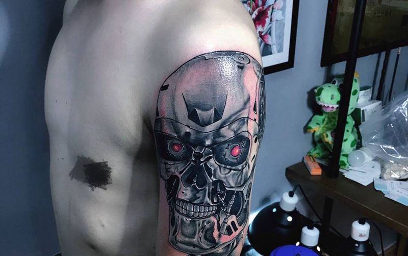 终结者纹身图片_成品手部纹身图案