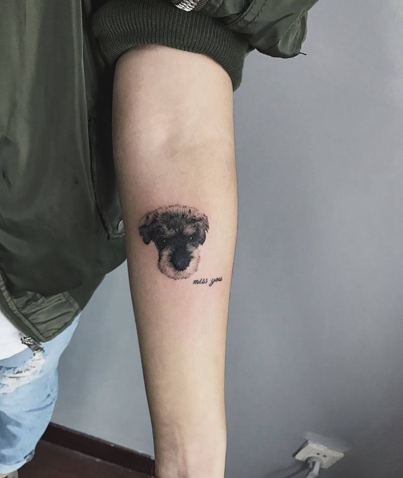 回忆杀的狗纹身图片_成品手部手臂写实动物纹身图案