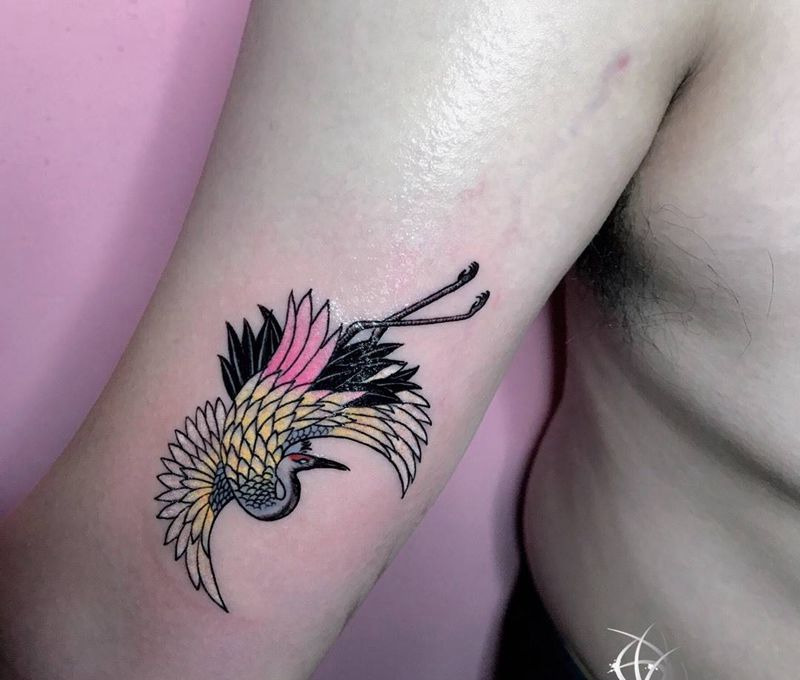 鹤纹身图片_手部纹身图案