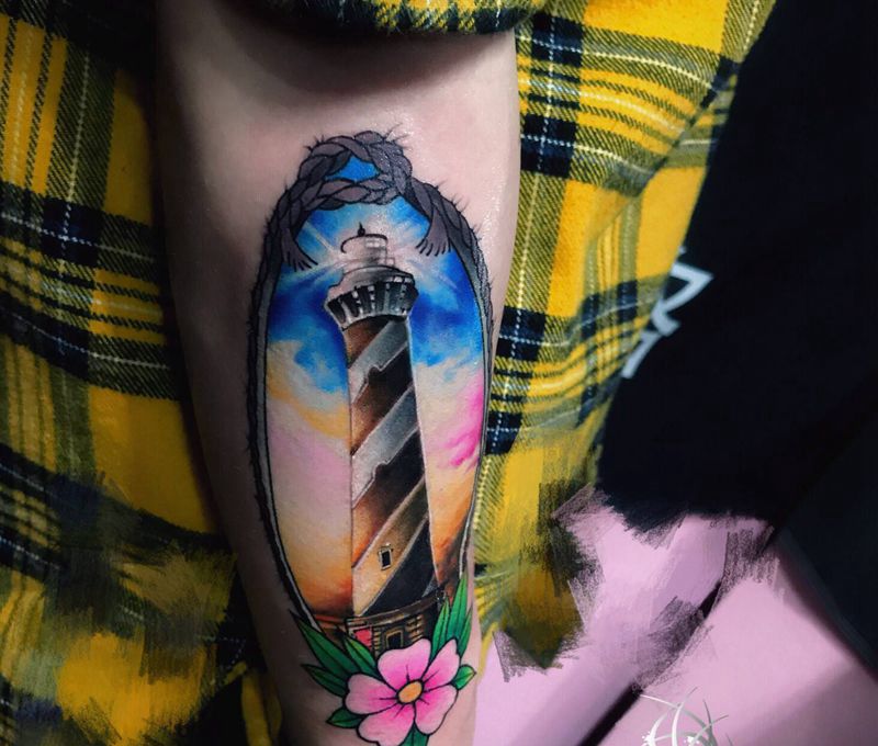 灯塔纹身图片_手臂纹身图案