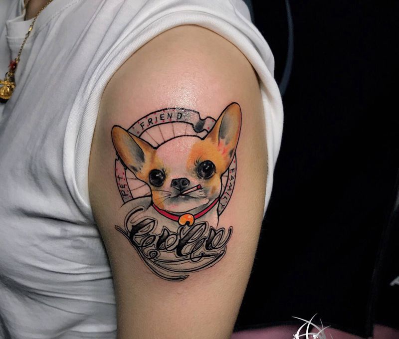 吉娃娃纹身图片_手部纹身图案