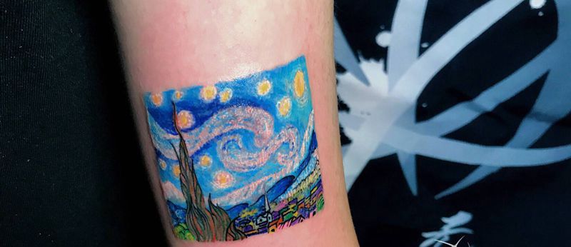 梵高纹身图片_手部纹身图案