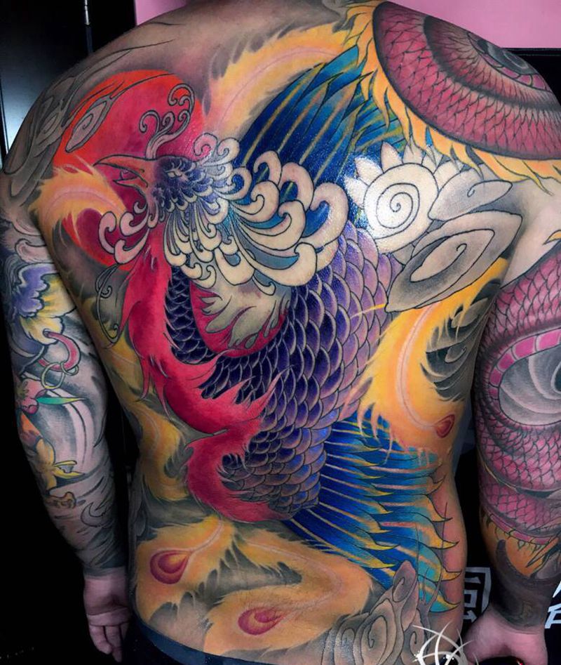 凤凰纹身图片_背部纹身图案
