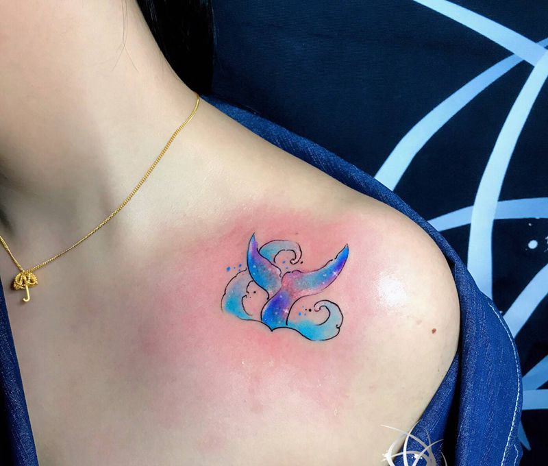 小清新纹身图片_肩部纹身图案