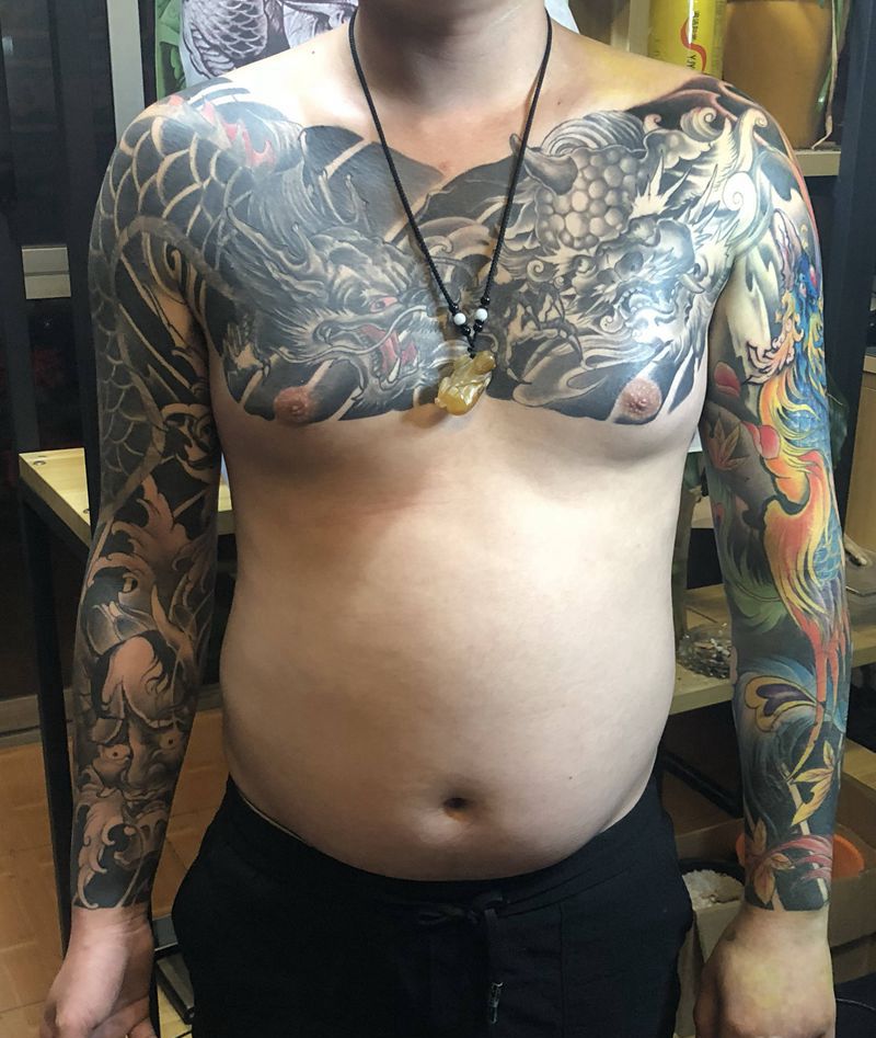 修改遮盖纹身图片_手臂胸部新传统纹身图案