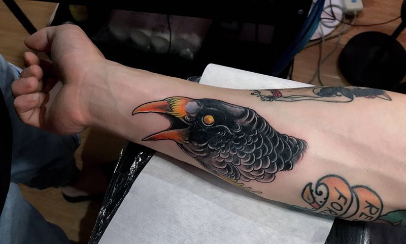 乌鸦纹身图片_手部纹身图案