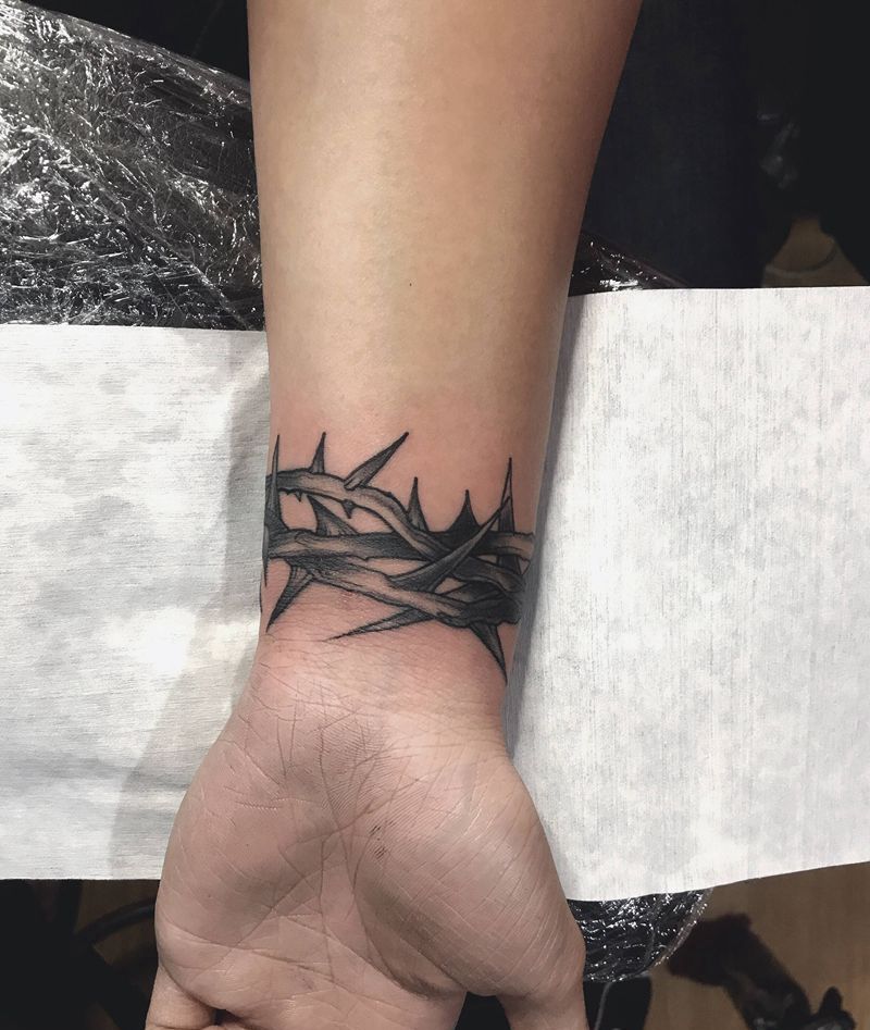 荆棘纹身图片_手部纹身图案