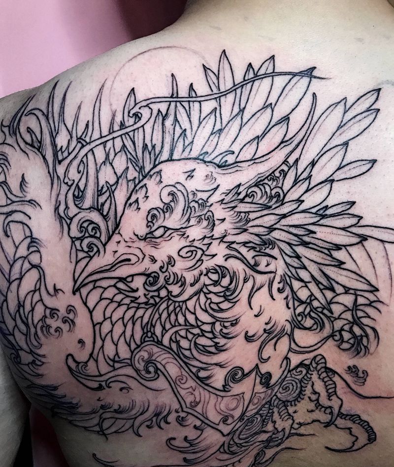 凤凰纹身图片_背部纹身图案