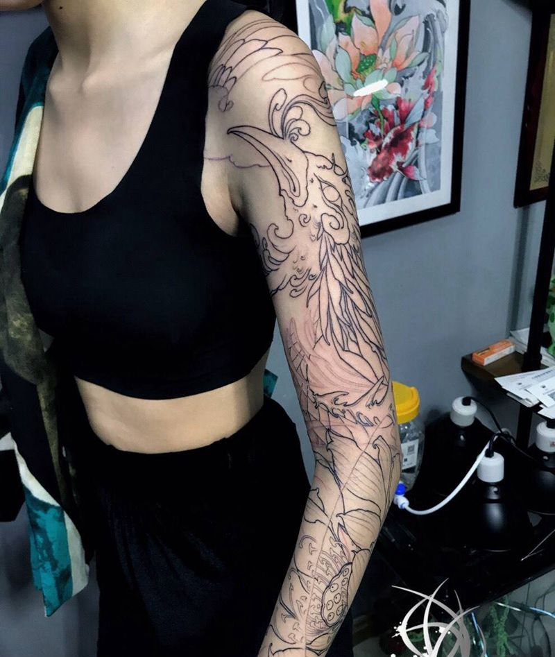 凤凰纹身图片_手臂纹身图案