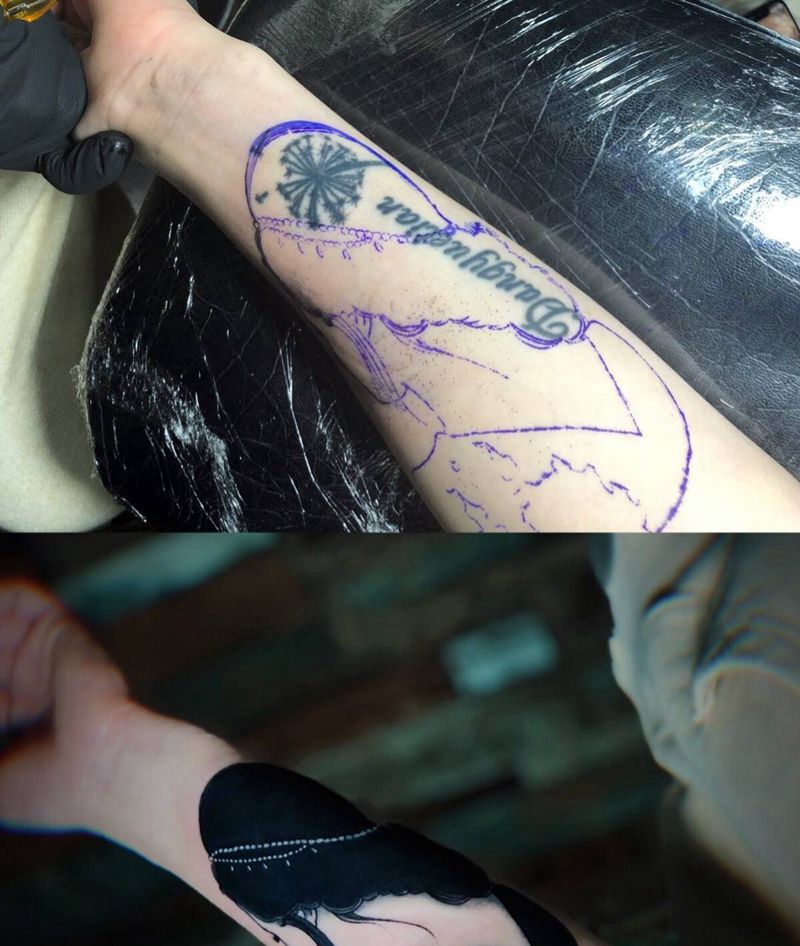 遮盖，背影纹身图片