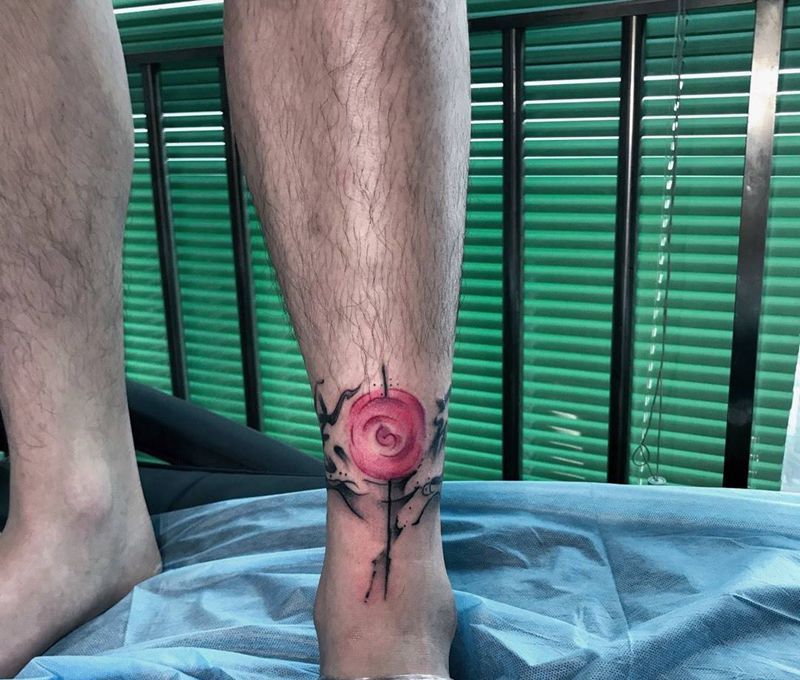 不忘初心纹身图片_成品腿部传统国画字符纹身图案