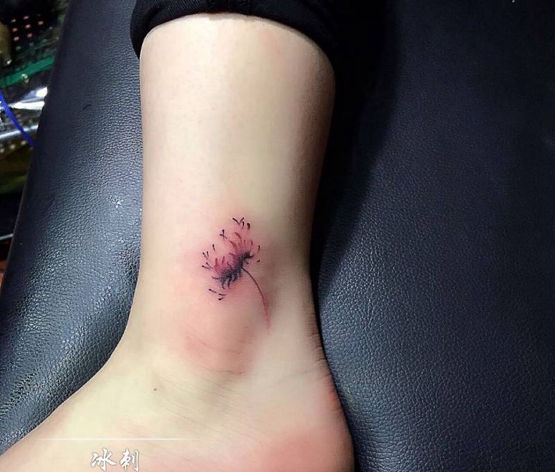 彼岸花纹身图片_成品腿部脚部纹身图案