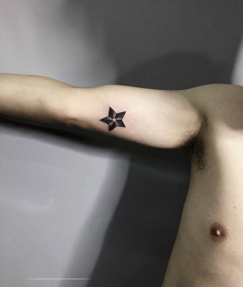 五角星纹身图片_手臂清新几何成品纹身图案