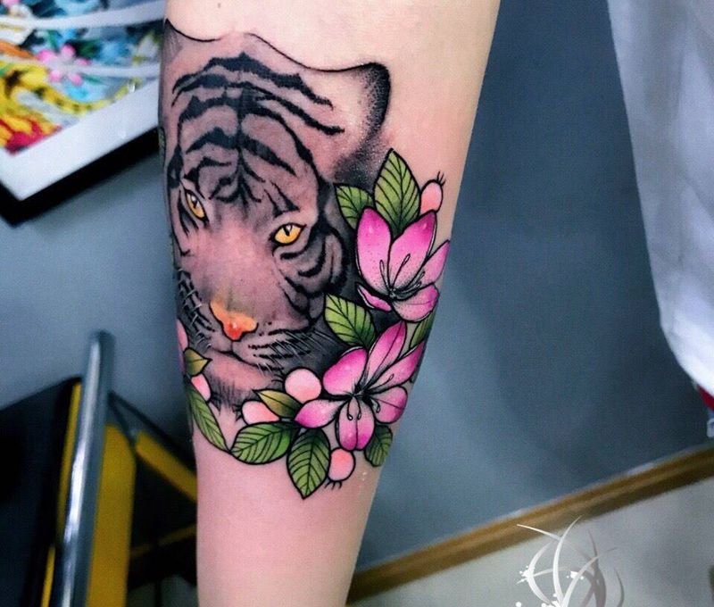 老虎纹身图片_手臂纹身图案