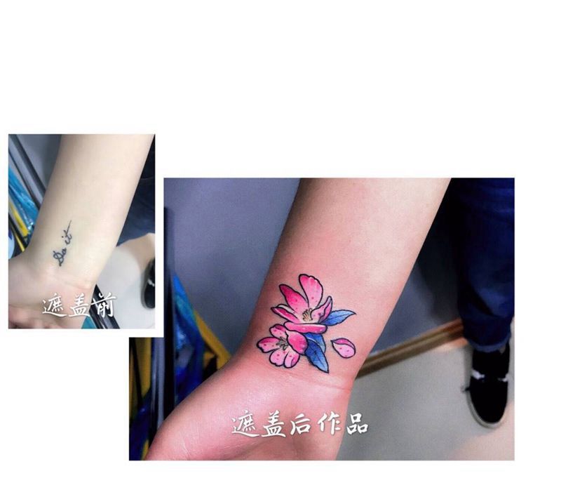 遮盖作品纹身图片_成品清新植物纹身图案