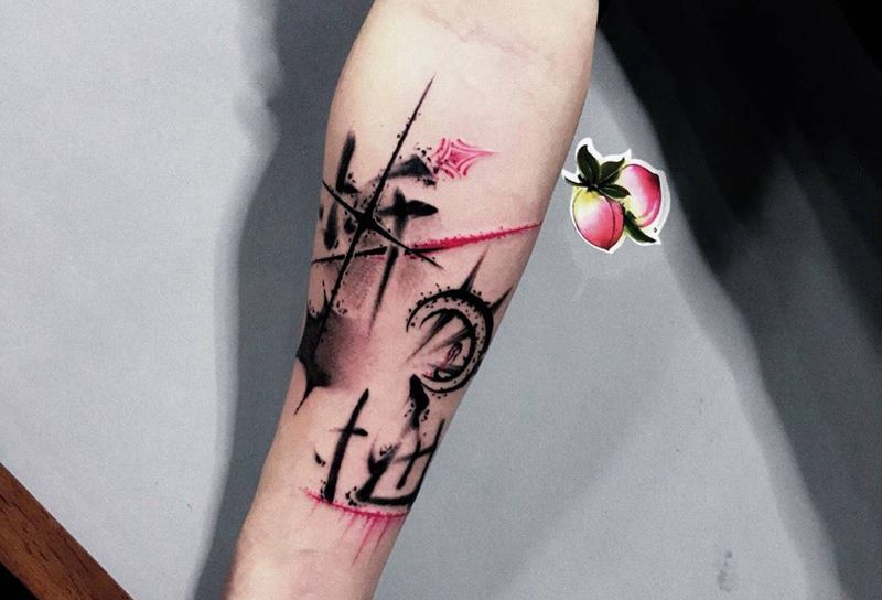 书法字纹身图片_成品手部国画字符纹身图案