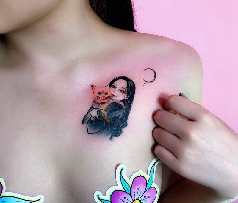 遮盖作品纹身图片_成品清新人物纹身图案