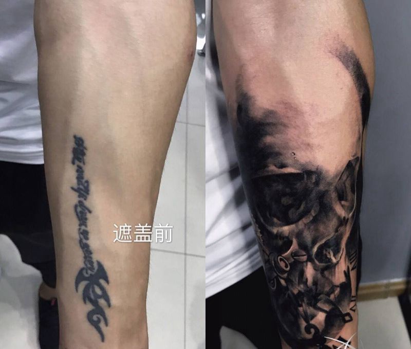 骷髅纹身图片_手臂纹身图案