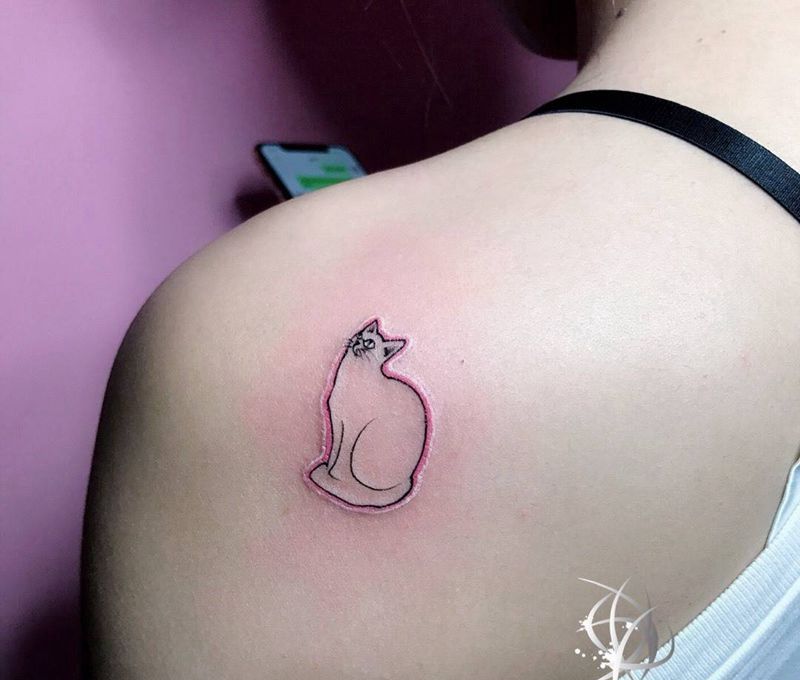 猫纹身图片_肩部纹身图案