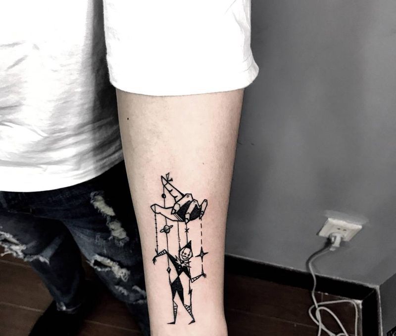 傀儡纹身图片_成品手部清新鬼神纹身图案