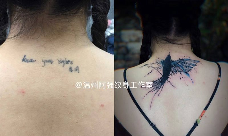 遮盖，水墨燕子纹身图片