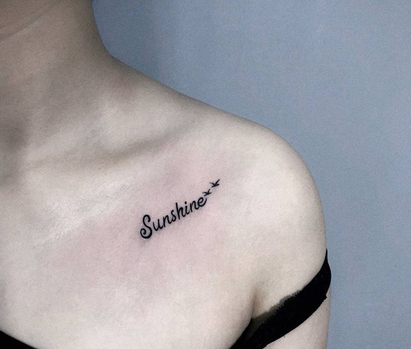 字母纹身图片_成品肩部清新字符纹身图案