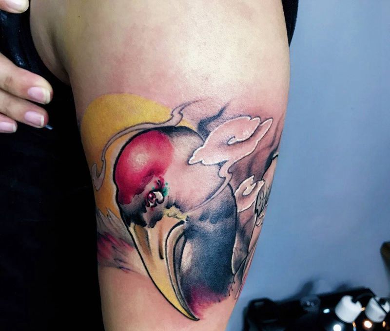 鹤纹身图片_成品手部传统动物纹身图案