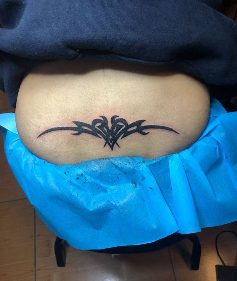 腰花图腾纹身图片_成品腰部传统图腾原创纹身图案