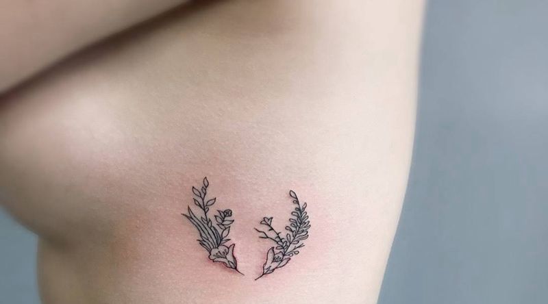 花纹身图片_成品清新植物纹身图案