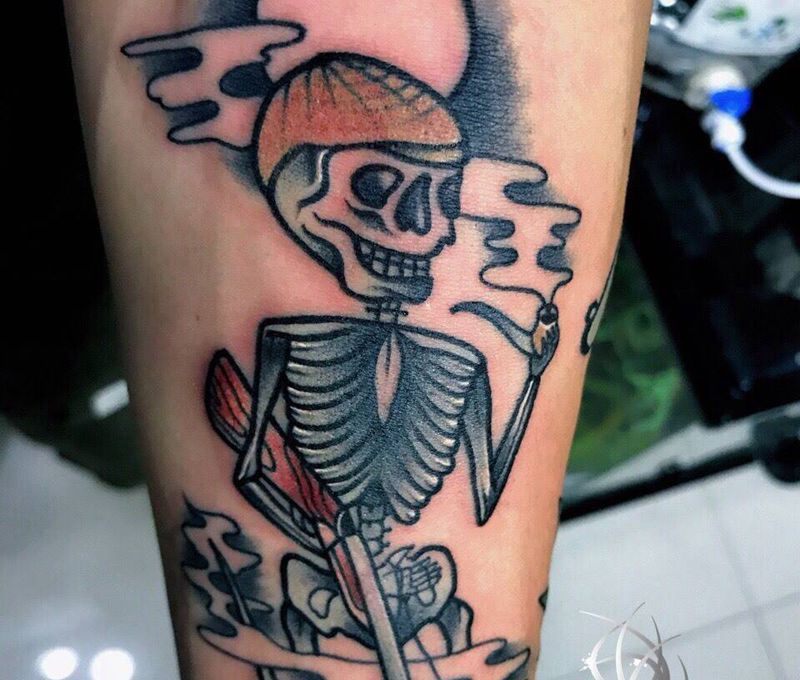 骷髅纹身图片_手臂纹身图案