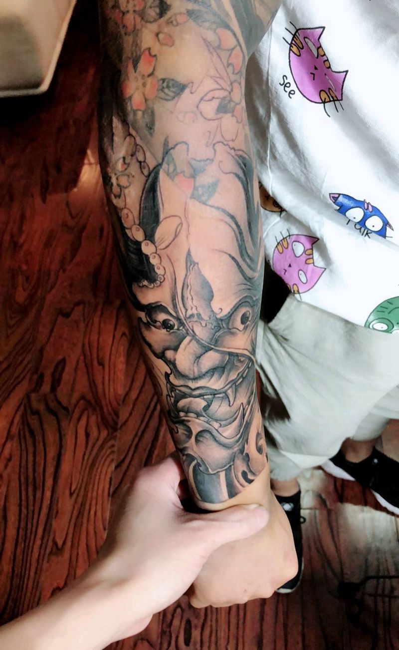 般若纹身图片_手臂老传统纹身图案