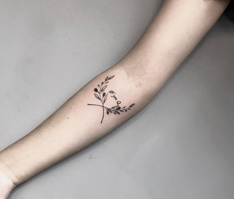 和平纹身图片_成品手部手臂清新植物纹身图案