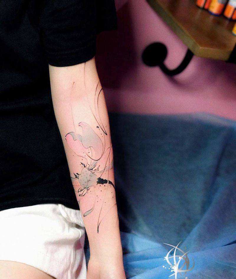 莲花纹身图片_成品手臂纹身图案