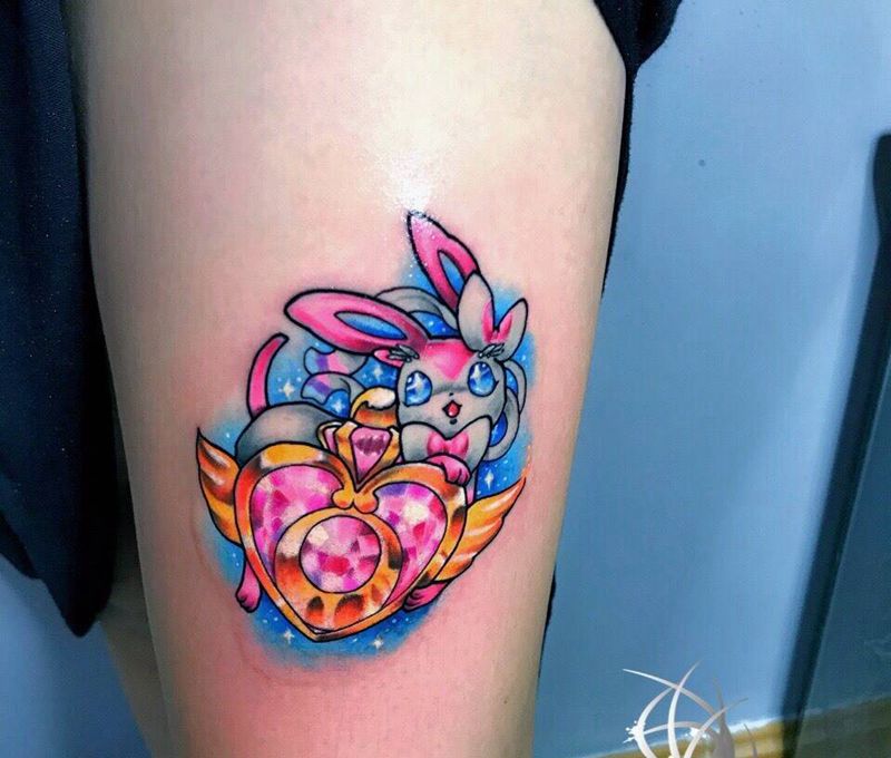 卡通纹身图片_腿部纹身图案