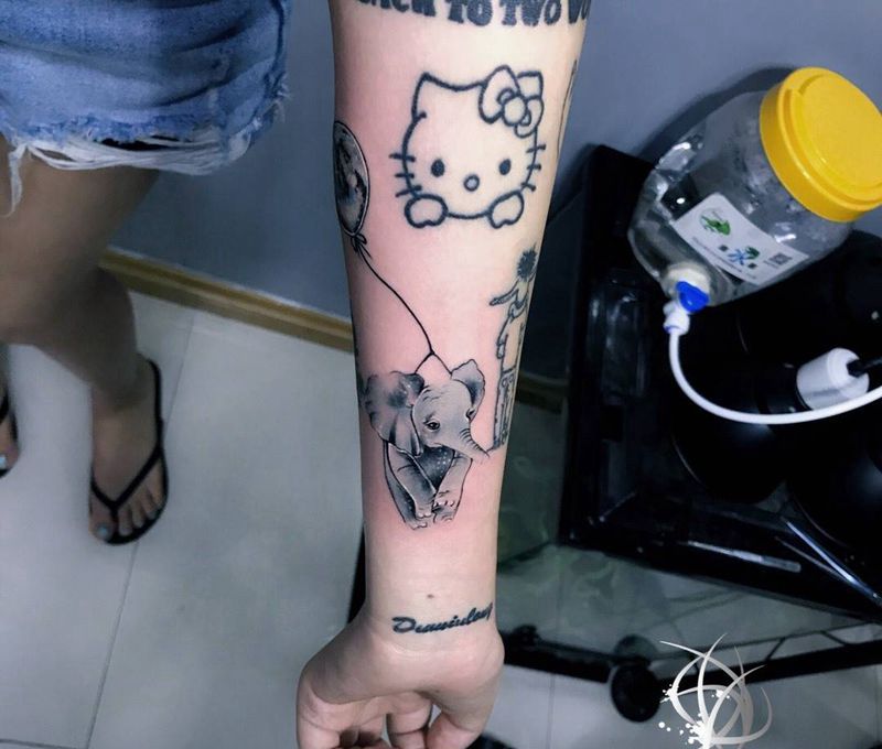 小象纹身图片_成品手部纹身图案